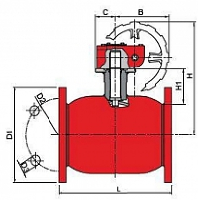 Кран шаровой для пара Navalsteam - фланцевый, с редуктором