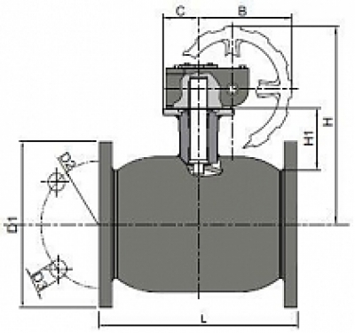 Шаровой кран Naval из нержавеющей стали  - фланцевый, с редуктором
