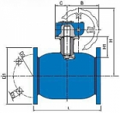 Стальной шаровой кран Naval - фланцевый, с редуктором