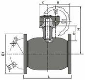 Шаровой кран Naval из нержавеющей стали  - фланцевый, с редуктором
