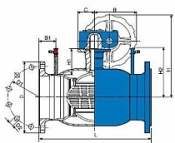 Кран регулирующий линейный Navaltrim - фланцевый, с редуктором