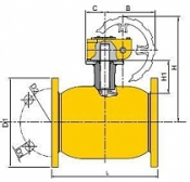 Шаровый кран Naval для природного газа - фланцевый,  с редуктором