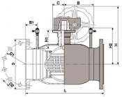 Нержавеющий регулирующий линейный кран Navaltrim - фланцевый, с редуктором