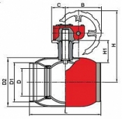 Кран шаровой для пара Navalsteam - приварной, с редуктором