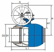 Полнопроходной шаровой кран Naval - приварной, с редуктором