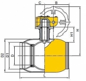 Шаровый кран Naval для природного газа - приварной,  с редуктором