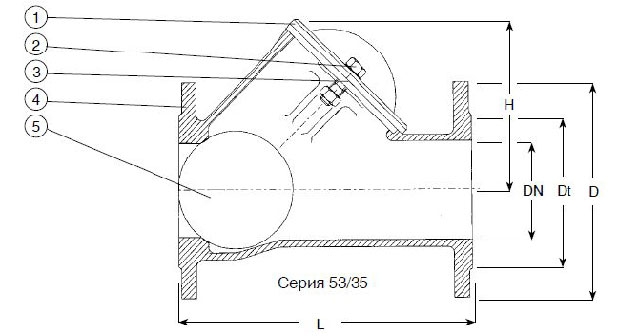Клапан обратный шаровой AVK схема