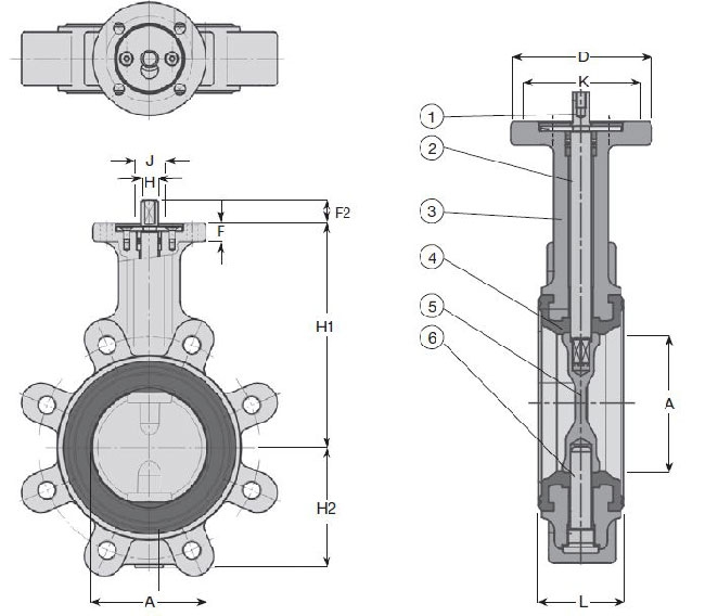 Затвор AVK с центровочными приливами схема
