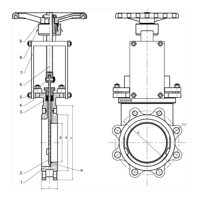Стальная шиберная задвижка K10GVS с выдвижным штоком