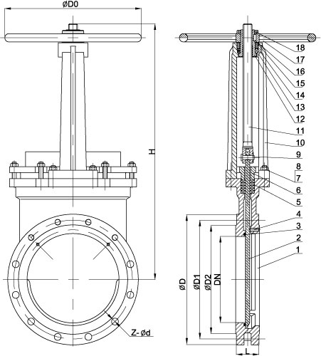 Шиберная стальная задвижка K51GV