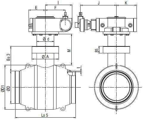 Шаровый кран Naval для подземной установки с удлиненным штоком с редуктором DN400-500