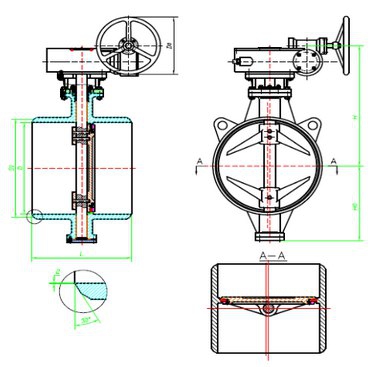 Затворы дисковые поворотные Kvant с тройным эксцентриситетом под приварку
