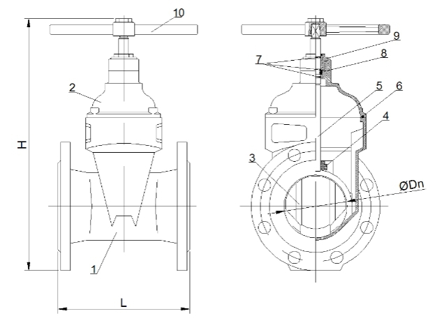 Конструкция задвижки чугунной 30ч39р ЛАЗ