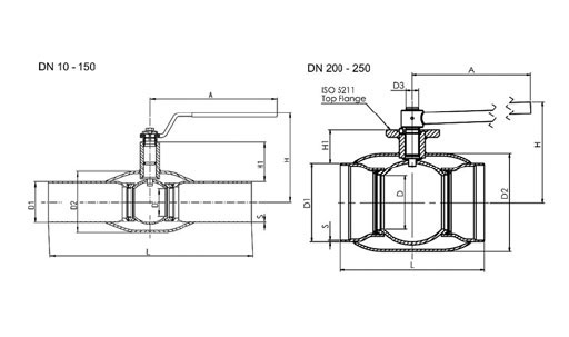 Краны стальные серия 100/GS Vexve схема