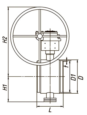 Приварной затвор ЛД с редуктором схема