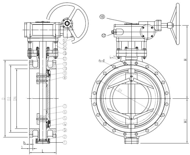 Затворы дисковые поворотные Kvant с тройным эксцентриситетом фланцевые