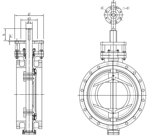 Затворы дисковые поворотные Kvant с тройным эксцентриситетом фланцевые