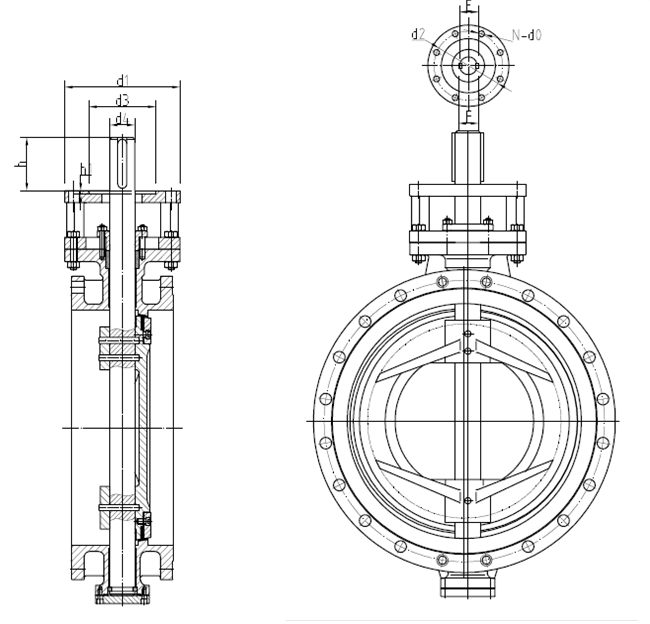 Затворы дисковые поворотные Kvant с тройным эксцентриситетом фланцевые